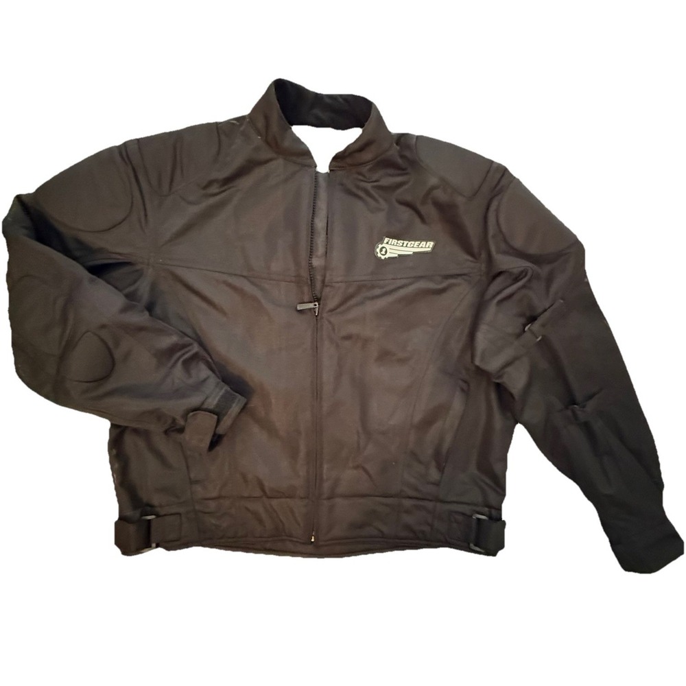 Firstgear Padded Motorcycle Jacket MenXL Black Zip Reinforced Hypertex Mesh Line